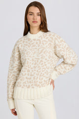Jacquard-Knit Oversized Jumper in Ice