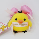 2008 Kiiroitori with Satin Bow Valentine's Plush Keychain - Rilakkuma Sweet & Happy Day Store Limited - San-X