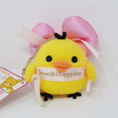 2008 Kiiroitori with Satin Bow Valentine's Plush Keychain - Rilakkuma Sweet & Happy Day Store Limited - San-X