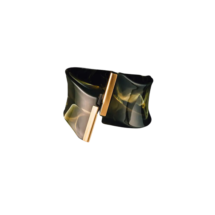 Assymetrical Hinged Bracelet - Olive