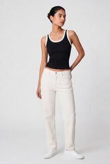Contrast Rib Tank Top - Black - Savys Retail -