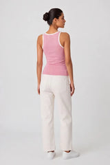 Contrast Rib Tank Top - Deep Pink - Savys Retail -