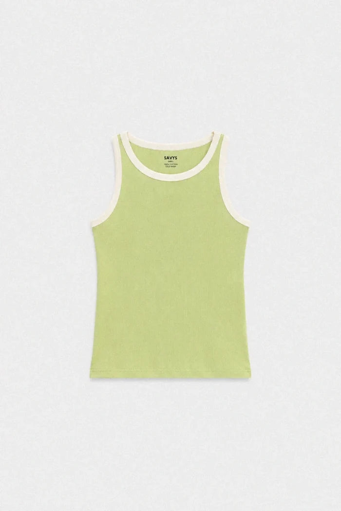 Contrast Rib Tank Top - Olive - Savys Retail -
