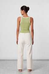 Contrast Rib Tank Top - Olive - Savys Retail -