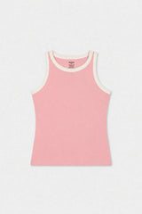 Contrast Rib Tank Top - Pastel Pink - Savys Retail -