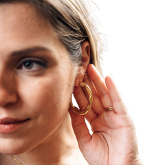 Gold Curved Hoop Earring