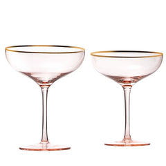 Pink/Gilded Rim Coupe S/2