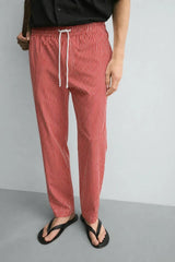 Straight Trouser - Red & White Striped - Savys Retail - lounge wear