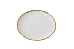 White Porcelain/Gold Beaded - Round Dinner Plate