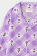 Women Cotton Sleepwear Set – Lavender Bloom - Savys Retail -