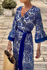 Bohemian Floral Print Maxi Dress