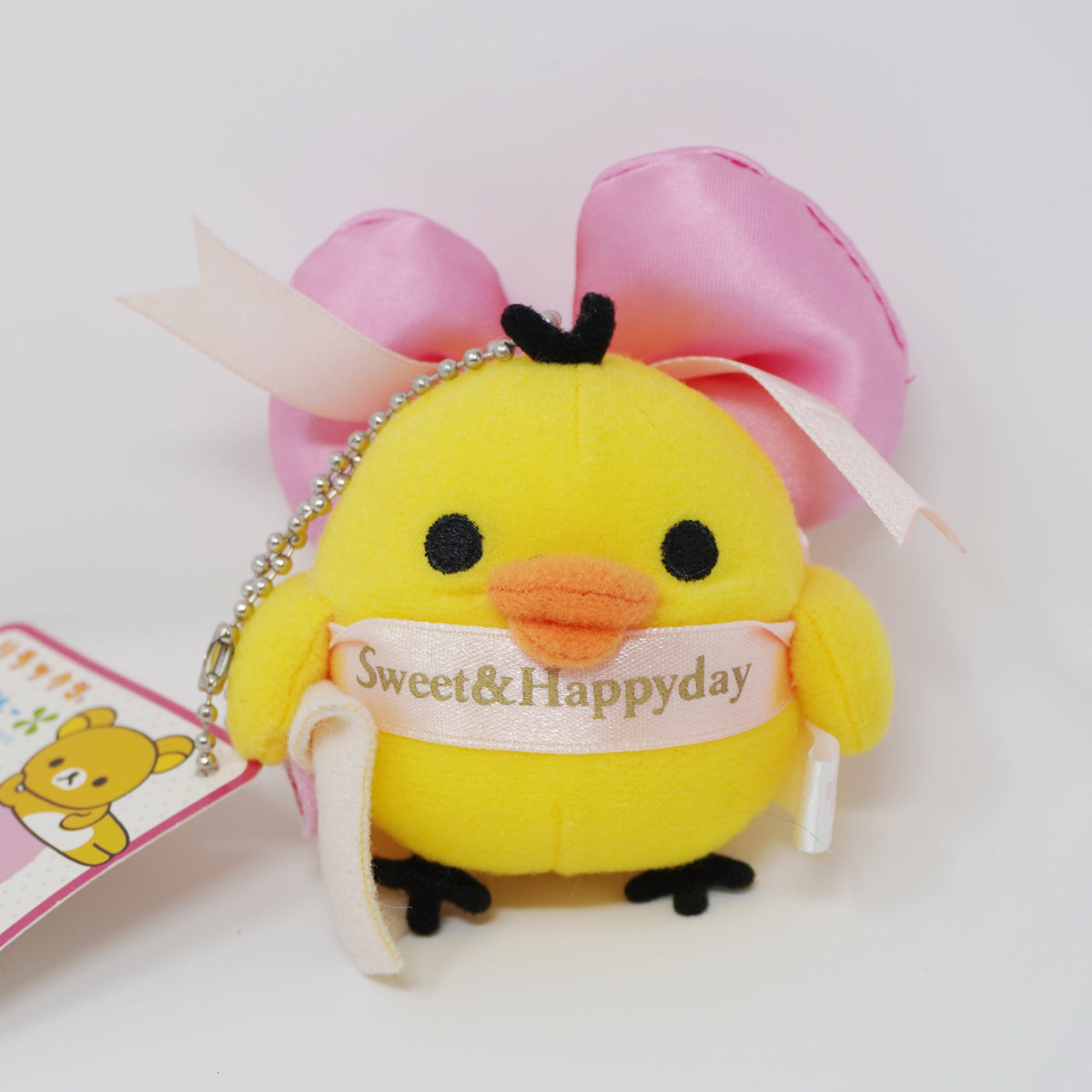 2008 Kiiroitori with Satin Bow Valentine's Plush Keychain - Rilakkuma Sweet & Happy Day Store Limited - San-X
