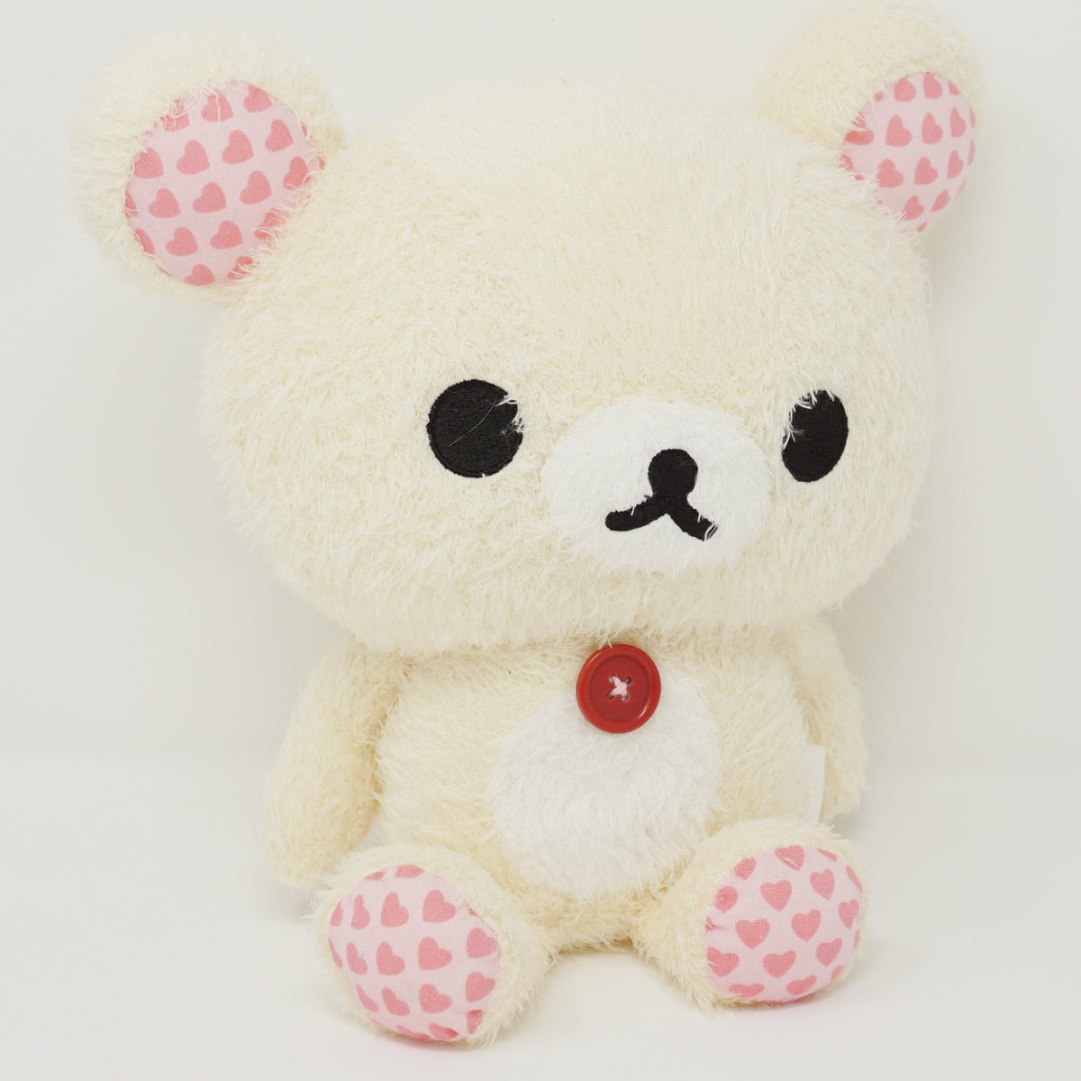 2008 Fuzzy Korilakkuma Medium Heart Design Bear Plush - Happy Rilakkuma - San-X