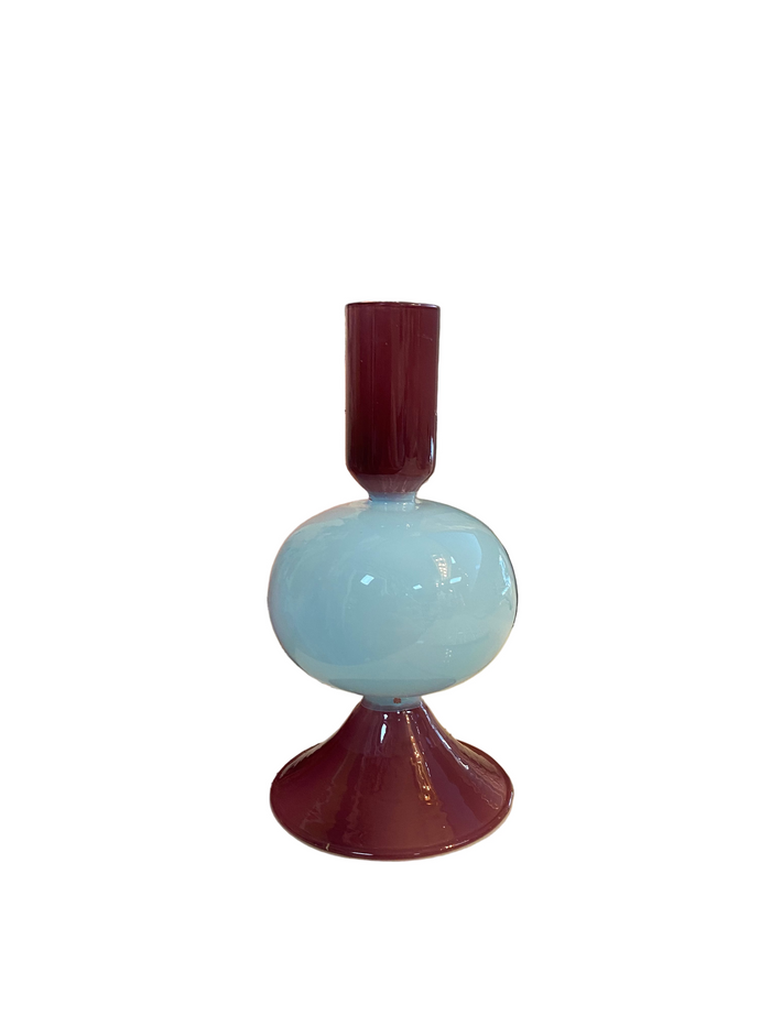 Geo Glass Vase - Blue/Cranberry