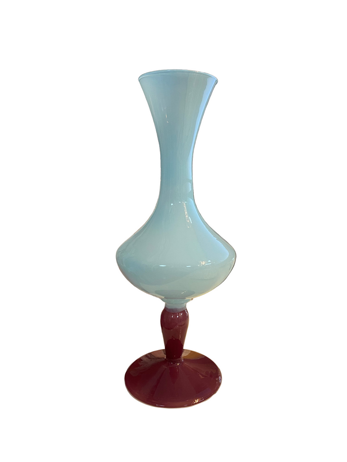 Geo Glass Vase - Blue/Cranberry