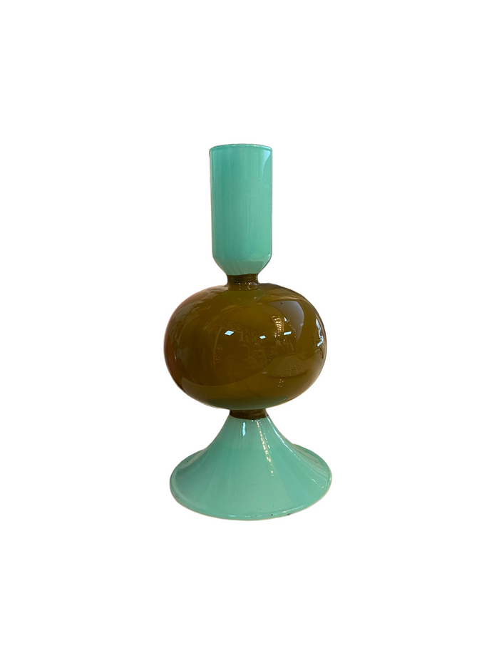Geo Glass Vase - Mint/Olive