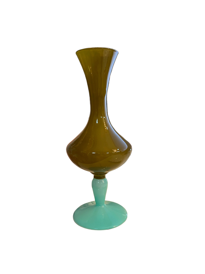 Geo Glass Vase - Mint/Olive