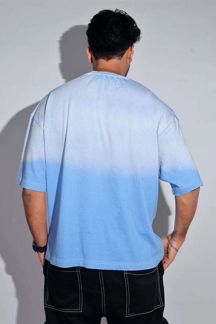 Blue Sunburn Washed Oversized Tee - Savys -
