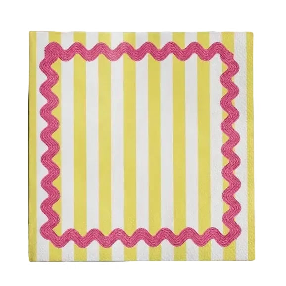 Cocktail Napkin - Yellow Ric Rac