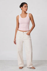 Contrast Rib Tank Top - Light Pink - Savys Retail -