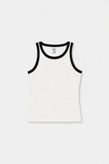Contrast Rib Tank Top - White - Savys Retail -