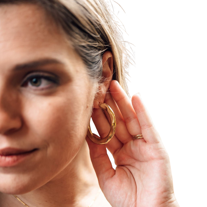 Gold Curved Hoop Earring