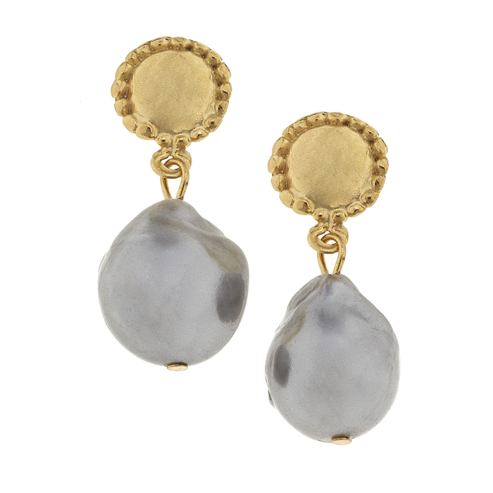 Grey Freshwater Pearl Earring