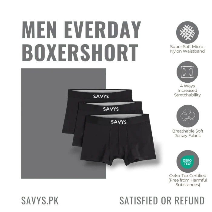 Men Logo Boxershort Underwear (Pack of 3) - Savys Retail -