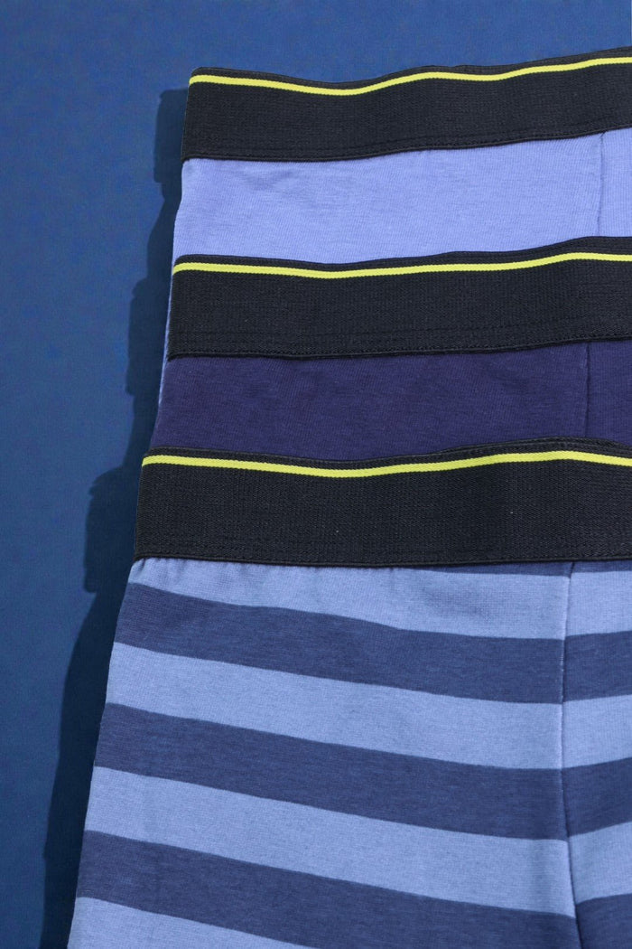 Men Long Leg Boxer Brief (Pack of 3) - Navy / Blue Stripes - Savys Retail -