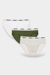 Men Printed Brief Underwear (Pack of 3) - Olive Stripe - Savys Retail -