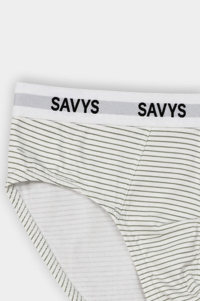 Men Printed Brief Underwear (Pack of 3) - Olive Stripe - Savys Retail -