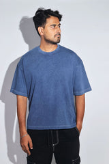 Navy Acid Washed Oversized Tee - Savys -
