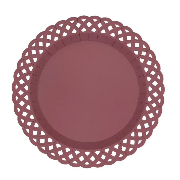 Paper Plate (Large) - Burgundy Basketweave