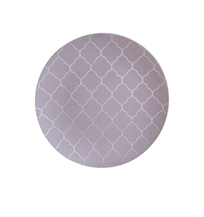 Plastic Plate (Small) - Lavender/Silver Pattern