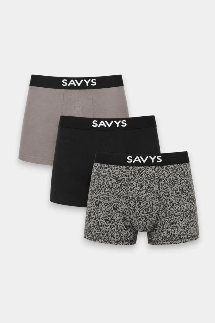 Printed Boxershort (Pack of 3) - Abstract Black - Savys Retail -