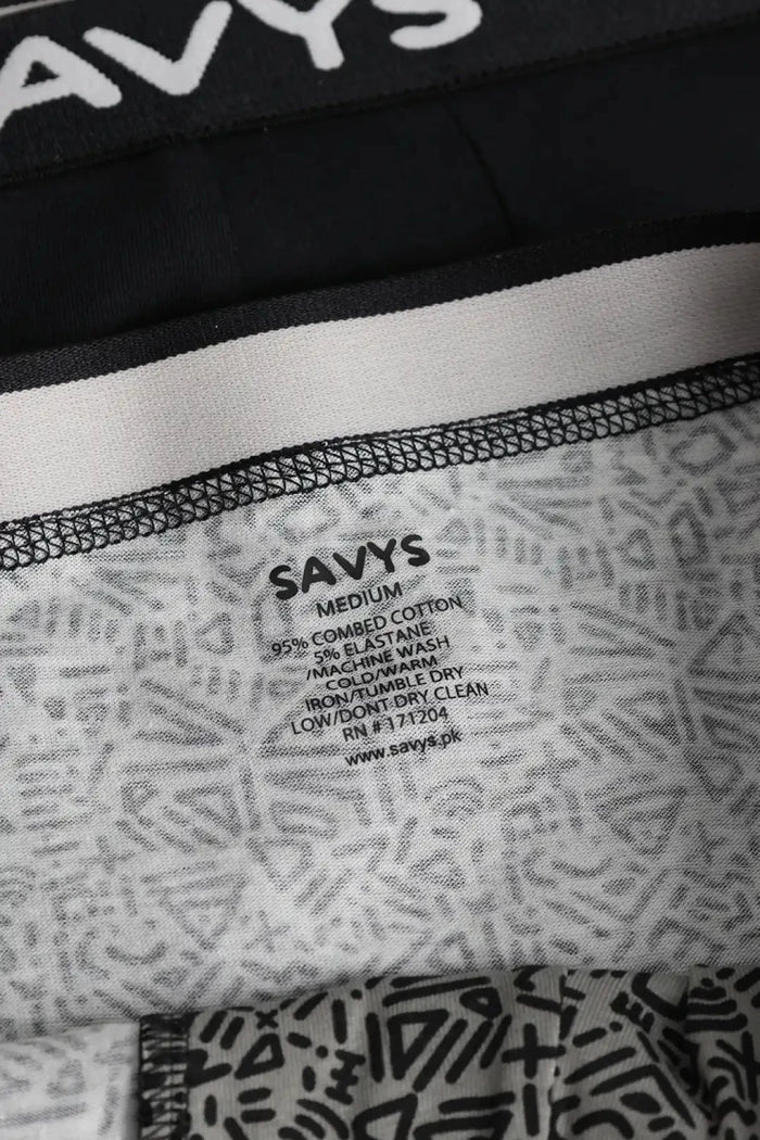 Printed Boxershort (Pack of 3) - Abstract Black - Savys Retail -