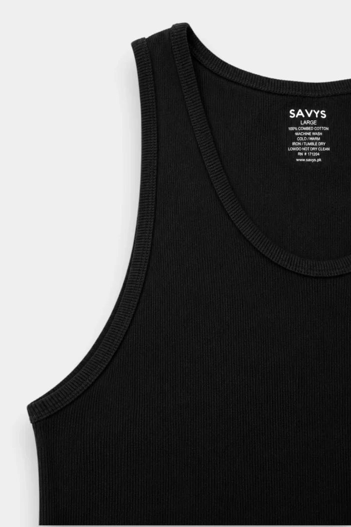 Rib Tank Top - Black - Savys Retail -