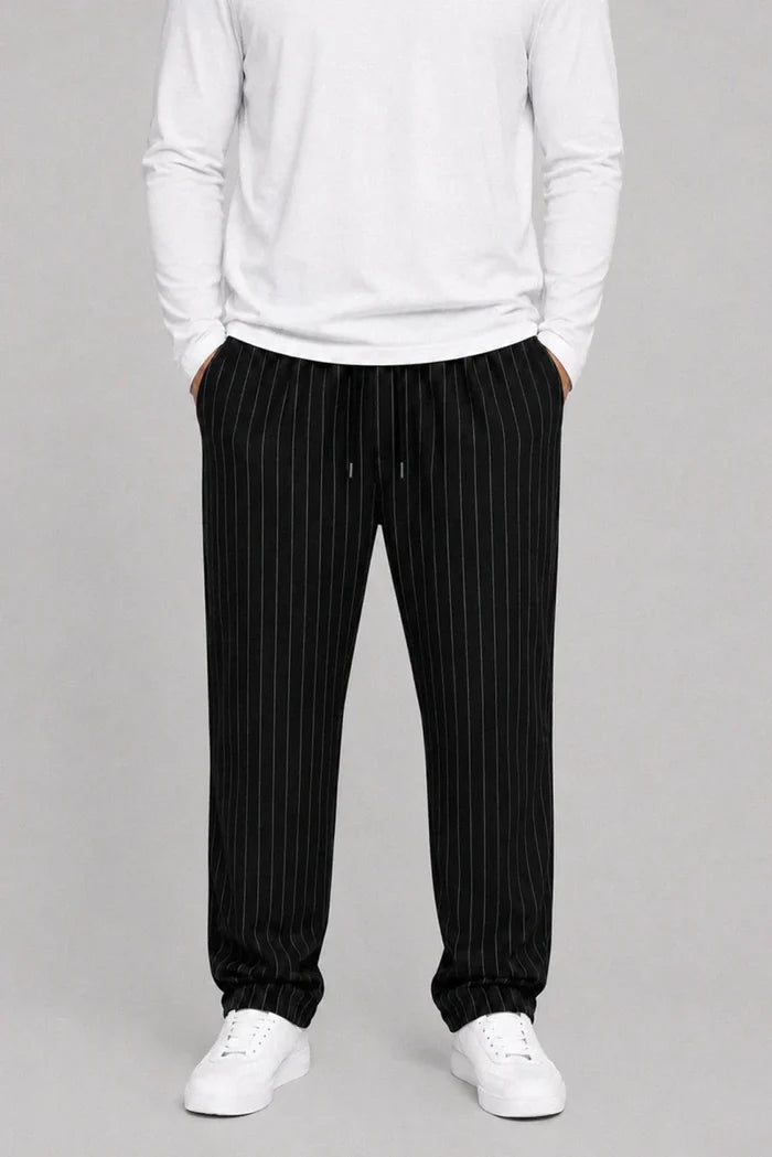 Straight Trouser - Black & White Striped - Savys Retail - lounge wear