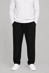 Straight Trouser - Black & White Striped - Savys Retail - lounge wear