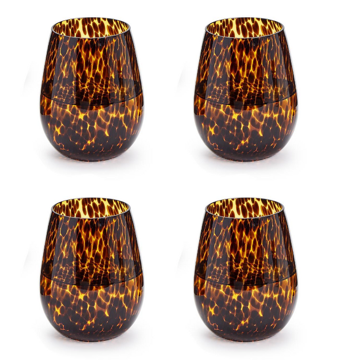 Tortoise Stemless Wine Glass S/4