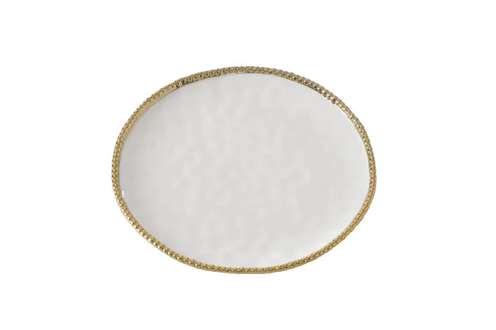 White Porcelain/Gold Beaded - Round Dinner Plate