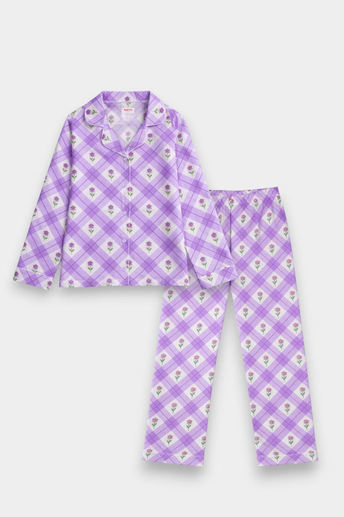 Women Cotton Sleepwear Set – Lavender Bloom - Savys Retail -